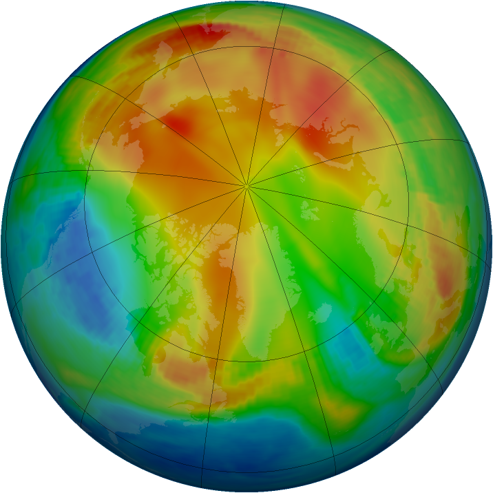 Arctic ozone map for 03 January 1985